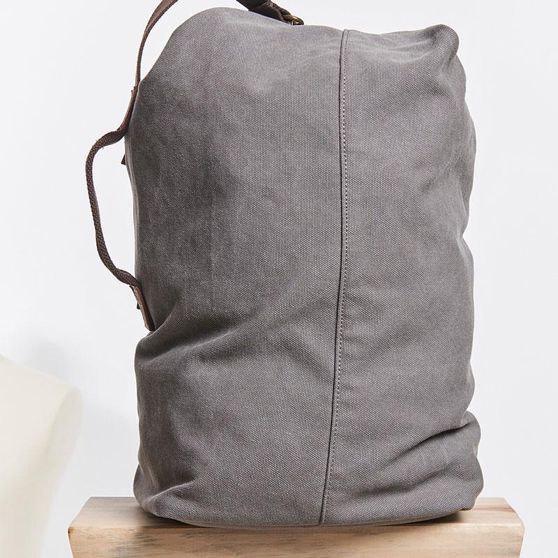 Cool Canvas Leather Mens Bucket Backpack Canvas Travel Bag Canvas Barrel Bag for Men