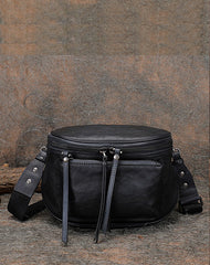 Coffee Leather Womens Saddle Shoulder Bag Fanny Pack Handmade Crossbody Purse for Ladies