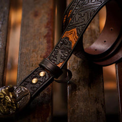 Black Genuine Cool Leather Mens Belt Custom Leather Men Belt for Men