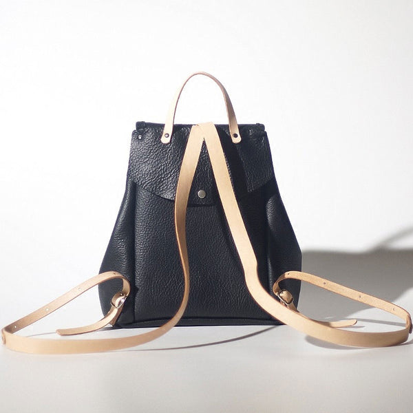Handmade Women Leather Black Backpack Cute Backpack for Women GH04991027