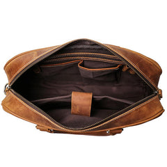 Vintage Brown  Leather Men's Professional Briefcase 14inch Computer Briefcase Handbag For Men