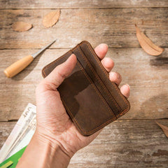 Mens Leather Slim Cards Holder Front Pocket Wallets Card Wallet for Men
