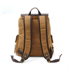 Waxed Canvas Leather Mens Hiking Backpacks Canvas Travel Backpack School Backpack for Men
