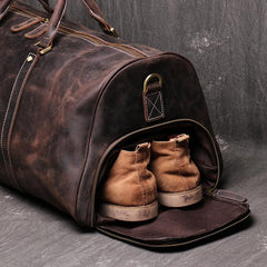 Casual Leather Men 16 inches Large Overnight Bags Travel Bags Brown Weekender Bags For Men