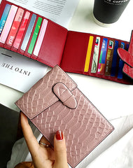 Cute Womens Snake Pattern Red Leather Card Wallets Card Clutch Card Holder Wallet for Women