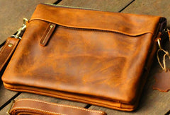 Genuine Leather Mens Cool Messenger Bag iPad Bag Chest Bag Bike Bag Cycling Bag For Men - EverHandmade