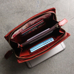 Vintage LEATHER Womens Long Clutch Wallet Zipper Long Wallet FOR Women