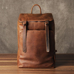 Genuine Leather Mens Cool Backpack Large Black Fashion Travel Backpack for men