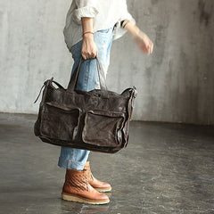 Vintage WOMENs LEATHER Travel Handbag Travel Bag Shoulder Bag FOR WOMEN