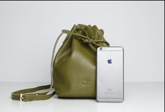 Genuine Leather Cute Bucket Bag Crossbody Bag Shoulder Bag Women Leather Purse