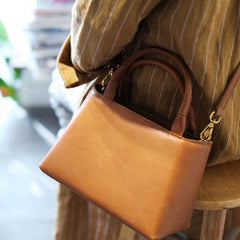 Brown Leather Satchel Purse Small Structured Satchel Purse - Annie Jewel