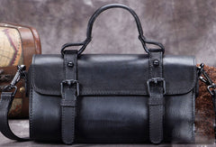 Vintage Leather Barrel Handbag Purse Shoulder Bag Crossbody Bag Purse For Women - EverHandmade
