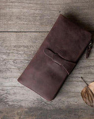 Handmade Leather Mens Clutch Wallet Cool Leather Wallet Long Phone Wallets for Men