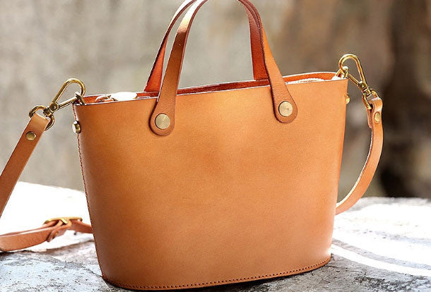 Handmade Leather Bucket Bag Purse Bucket Handbags Shoulder Bag for Women - EverHandmade