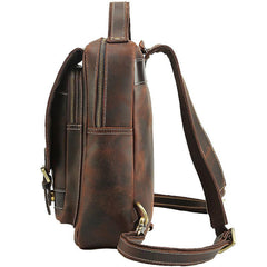 Cool Leather Coffee Mens Backpack Vintage School Backpack Laptop Backpack for Men