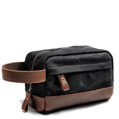 Cool Canvas Leather Mens Clutch Bag Handbag Storage Bag Wash Bag For Men