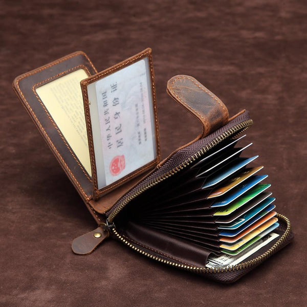 Brown Leather Billfold Cards Wallet for Men - Back View