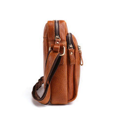 Cool Brown Leather Mini Messenger Bags Small Tablet Messenger Bag Side Bag For Men