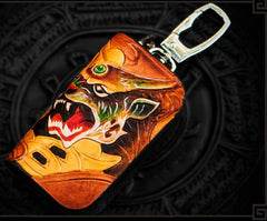 Handmade Leather Tooled Mens Cool Car Key Wallet Car Key Holder Car Key Case for Men