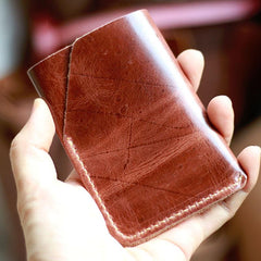Handmade Dark Brown Leather Mens Card Holder Tan Card Holder Small Card Case For Men