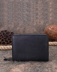 Vintage Women Green Leather Small Wallet with - Back View