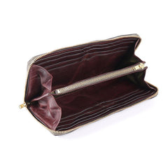 Cool Leather Mens Coffee Long Wallet Zipper Clutch Bag Phone Wallet Long Wallet For Men