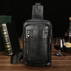 Cool Leather Mens Sling Bag Sling Shoulder Bag Sling Backpacks Chest Bag for men