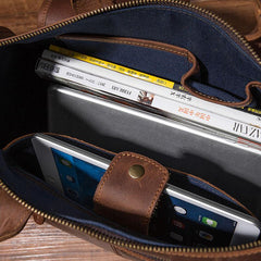 Vintage Leather Mens Travel Bag Overnight Bag Work Handbag Business Bag for Men