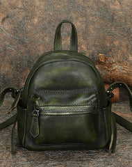 Vintage Purple Small Leather Rucksack Womens Mini Leather Backpack Ladies Backpack Purses
