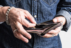 Genuine leather billfold wallet leather men billfold vintage wallet for men - EverHandmade