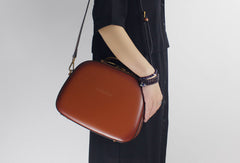 Genuine Leather Round Bag Handbag Purse Shoulder Bag for Women Leather Crossbody Bag - EverHandmade
