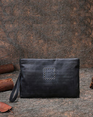 Handmade Womens Brown Leather Large Wristlet Wallets Zip Clutch Purse Ladies Zipper Clutch Wallets for Women