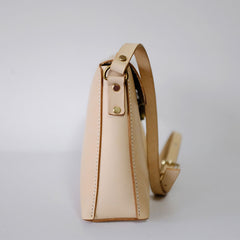 Handmade Leather Beige Womens Vintage Crossbody Purse Shoulder Bag for Women