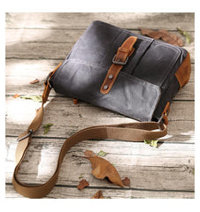 good camera bags​ Small Waxed Canvas Crossbody Bag Mens Waterproof Camera Bag Green Side Bag Courier Bag Canvas Messenger Bag for Men