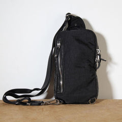 Handmade Genuine Leather Mens Cool Chest Bag Sling Bag Crossbody Bag Travel Bag Hiking Bag for men