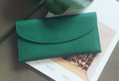 Genuine Leather Cute Long Slim Wallet Trifold Clutch Passport Wallet Purse For Women Girl