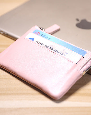 Cute Women Pink Leather Mini Card Wallet Coin Wallets Slim Change Wallets For Women