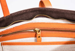Leather Handbag Canvas Tote Bag Shoulder Bag Purse For Women - EverHandmade