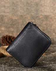Vintage Women Green Leather Small Wallet Zip Around Bifold Billfold Wallet with Coin Pocket For Women