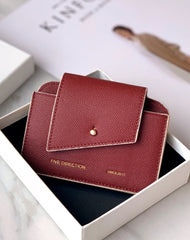Cute Women Red Leather Card Holders Slim Card Wallet Coin Holder Change Wallet For Women