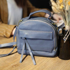Grey Satchel Leather Women's Satchel Shoulder Bag - Annie Jewel