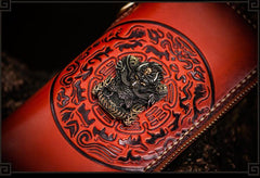 Handmade Leather Tibetan Mens Biker Chain Wallet Cool Leather Wallet Long Chain Wallet for Men