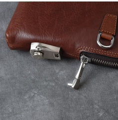 Cool Leather Mens Brown Business Clutch Bag Black Long Wallet For Men