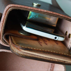 Handmade Leather Mens Small Box Bag Shoulder Bag Messenger Bag for Men