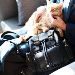 Cute Trendy Backpacks Womens Black Backpack Purse - Annie Jewel