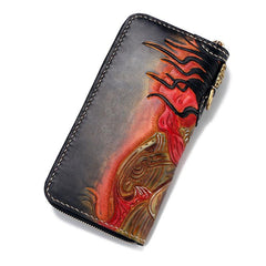 Handmade Leather Mahākāla Mens Chain Biker Wallet Cool Leather Wallet With Chain Wallets for Men