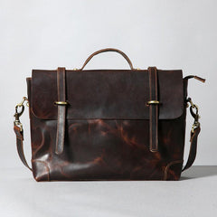 Handmade Leather Mens Cool Messenger Bag Briefcase Work Bag Business Bag Laptop Bag for men