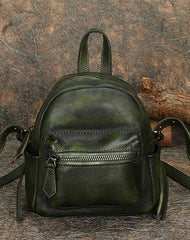 Vintage Brown Small Leather Rucksack Womens Mini Leather Backpack Ladies Backpack Purses