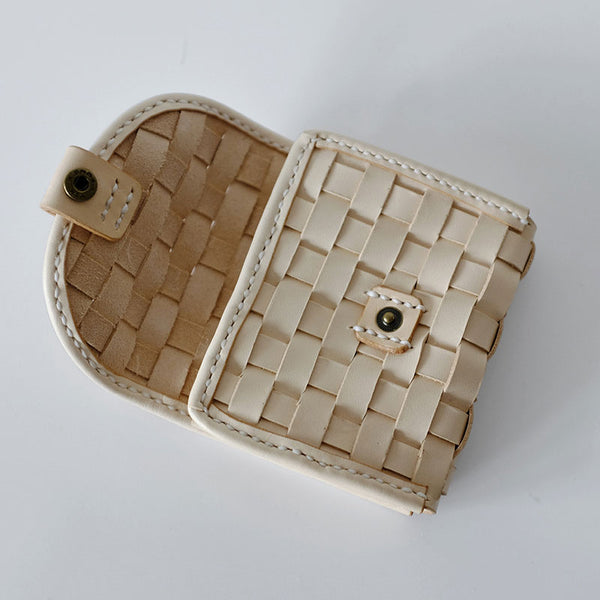 Handmade LEATHER Womens Braided Small Wallet Leather Card Small Wallet FOR Women ZOWU02981007