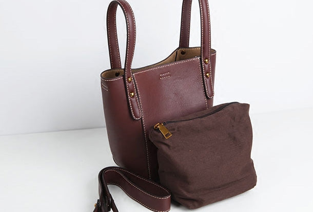 Genuine Leather Cute Bucket Bag Handbag Crossbody Bag Shoulder Bag Women Leather Purse